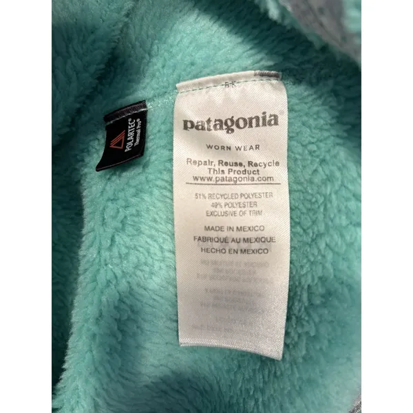 Patagonia Womens‎ Aqua Turquoise Snap T Synchilla Fleece Pullover Jacket 25443 S - Image 5