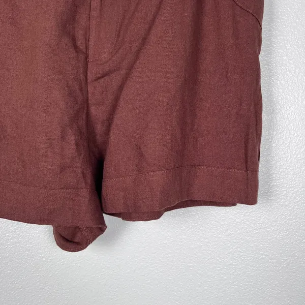House Of Harlow Women's Linen Blend Shorts Brown Sz L - Image 3