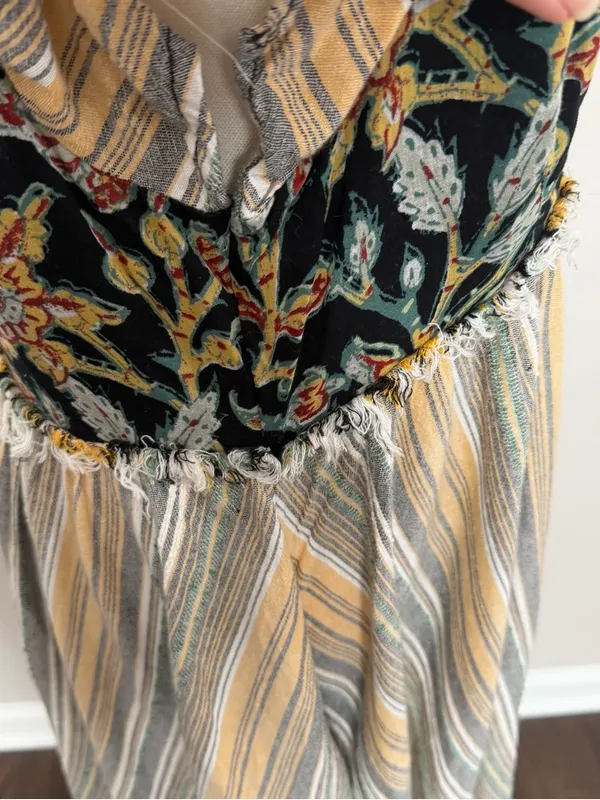 Free People Under The Sun Tunic Dress Mixed Print Floral Striped Boho Festival - Image 5
