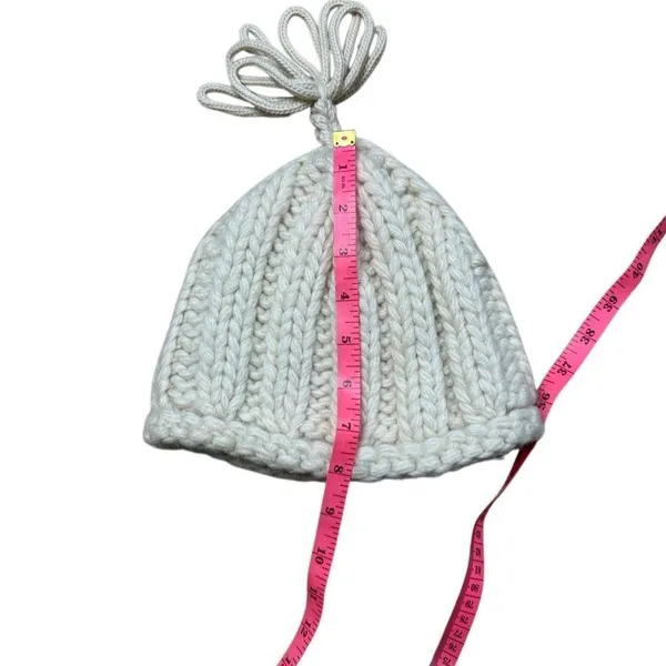 Y2K Vintage Gap Chunky Knot Wool Beanie with too tassel cream S / M - Image 2