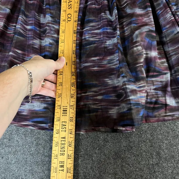 Lord & Taylor Silk Cotton Ikat Print 2 Piece Set Top & Skirt Purple Blue Sz 8 M - Image 8