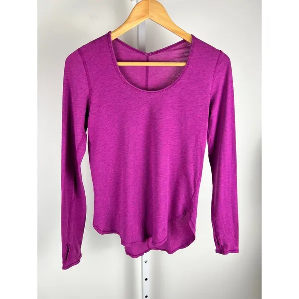 Lululemon Purple Long Sleeve Top Thumb Holes Athletic Shirt Love Scoop? Hot Pink - Image 9