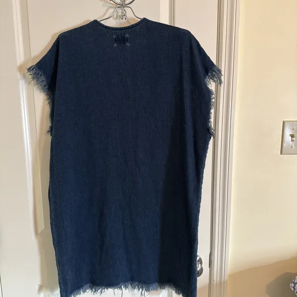 Simon Miller Alawa Frayed Mini Denim Dress‎ Size 1 Small Boho Designer - Image 4