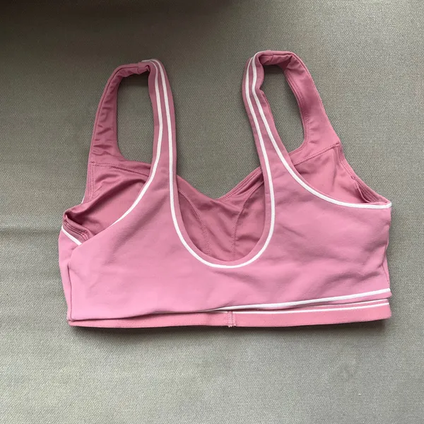 Alo Yoga Airbrush Heart Throb Bra Pink Wild Rose/White M - Image 5