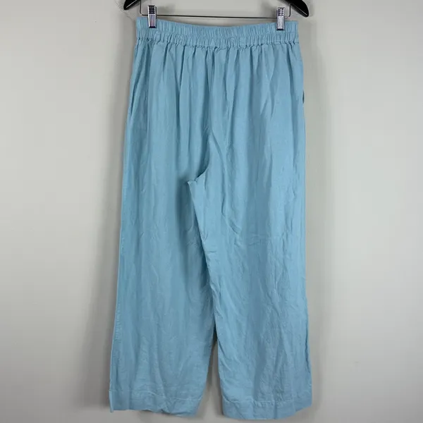 Madewell Pull-On Wide Straight Leg Crop Linen Pants‎ in Blue Heron Size 8 - Image 13