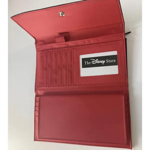 Disney Mickey Mouse Since 1928 Black Wallet Red Interior Snap‎ Closure FLAW - Image 7