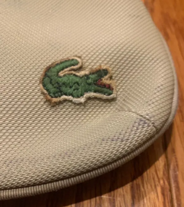 Vintage Lacoste Canvas Piqué Wristlet Clutch Pouch – Summer Sand Beige / Khaki - Image 2