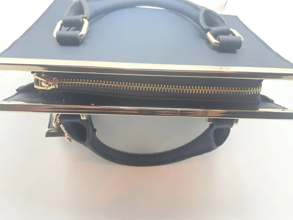 Dune London Navy Blue Structured Satchel Handbag Gold Hardware Women's Purse - N - Image 11