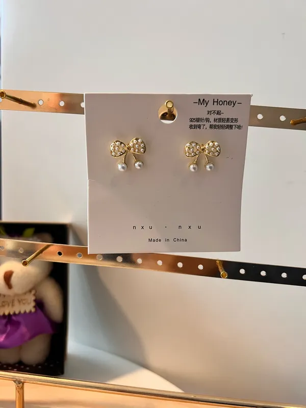 Gold Plated Pearl Earrings - Image 3