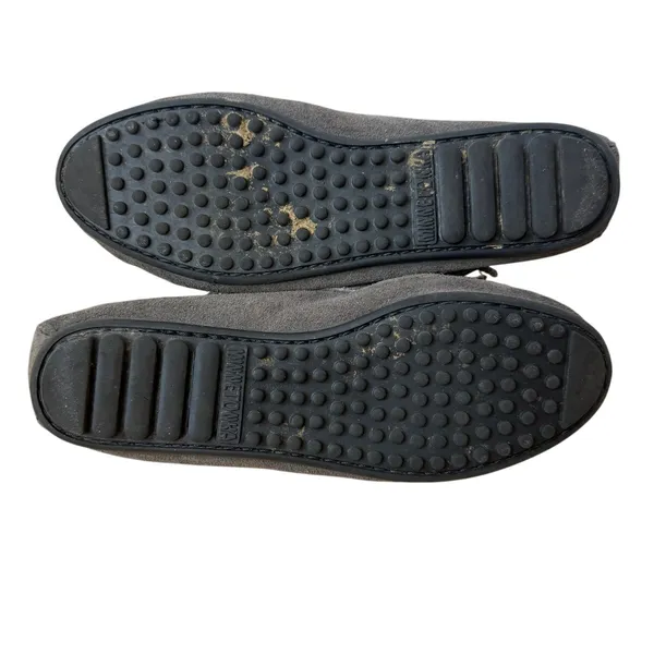 Minnetonka Suede Kilty Hardsole Moccasins Gray Rubber Sole Women's Size 7.5 - Image 7