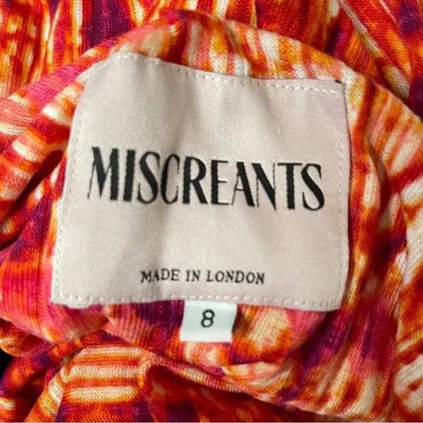 MISCREANTS One-Shoulder Ruched‎ Mini Bodycon Dress Orange Tie-Dye UK 8 / US 4 - Image 8