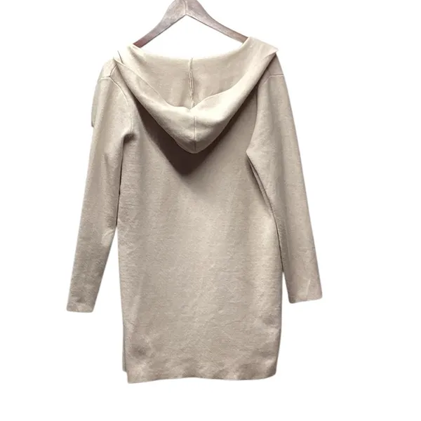 Sioni Intarsia knit long open hooded duster Size Medium Oatmeal. - Image 6