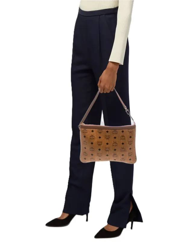 MCM Visetos Liz Shopper Tote Pouch in Cognac - Image 2