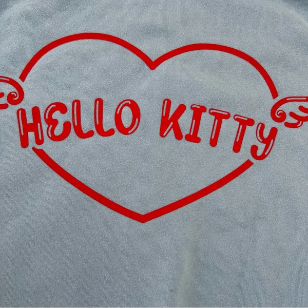 Hello Kitty Light Blue Crew Neck Sweatshirt w/ Red Heart size xxs Sanrio - Image 10