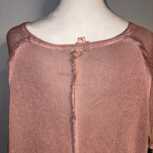 POL Size L Pink Distressed Camo Sleeve Mesh Knit‎ Long Sleeve Top - Image 4