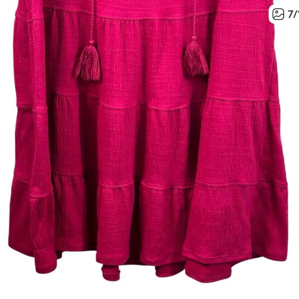 Max Studio Magenta Sleeveless Tiered Cotton Dress - Image 2