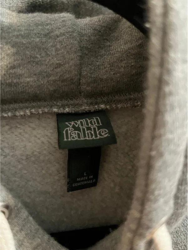 Wild Fable cropped gray hoodie sweatshirt Womens size Large - Image 3