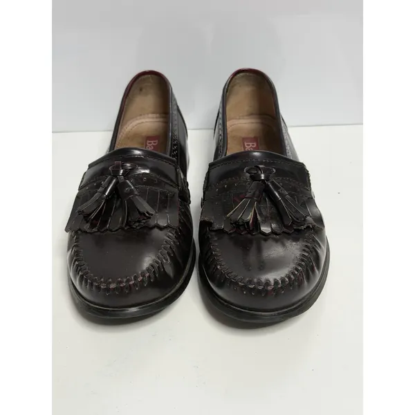 BASS Men's Loafers US Size 9W Black 100% Leather Tassel Slip-On Burgundy C-4 - Image 2