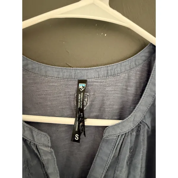KUHL‎ Womens Blue Organic Cotton Embroidered Cap Sleeve Boho Top Small - Image 9
