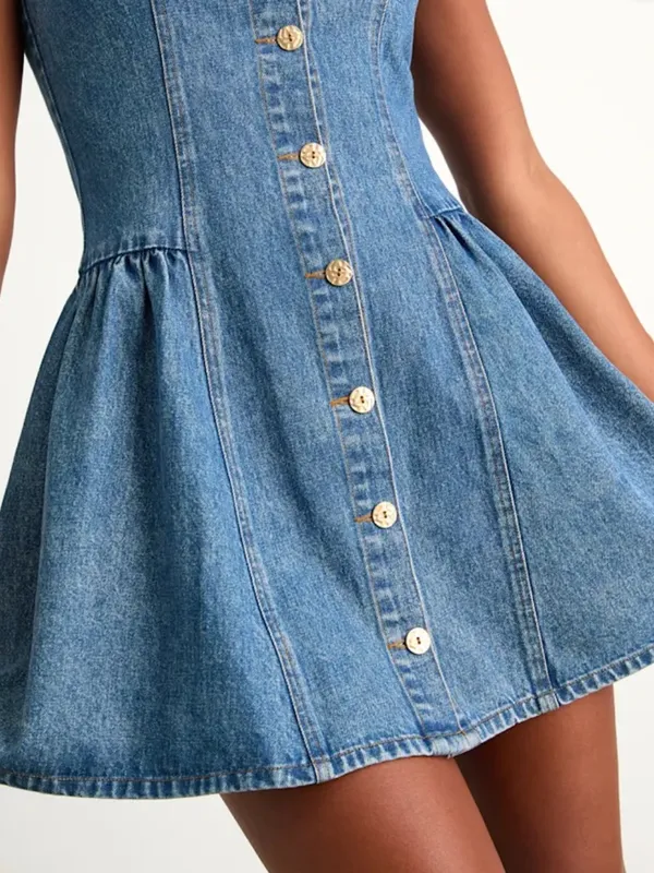 NWT Lulus Prinsley Denim Button Front Dress Size Medium - Image 3