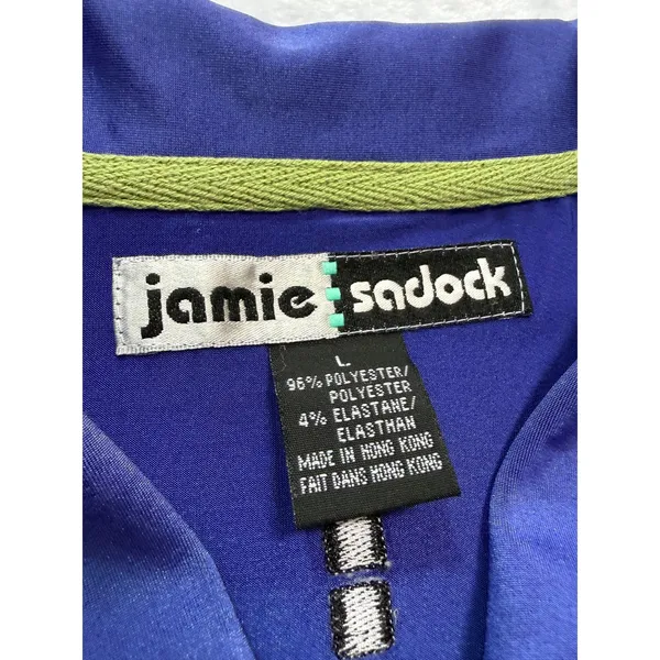 Jamie Sadock Golf Top Women Large Blue Excellent Sleeveless Rhinestone V-Neck - Image 3