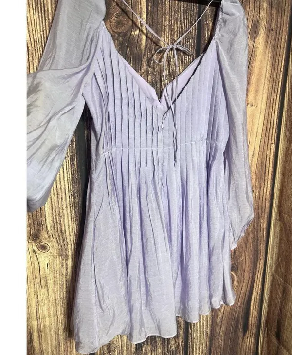 Astr the label Carina Mini dress lavender Sz XL Balloon Sleeves Party Open Back - Image 12