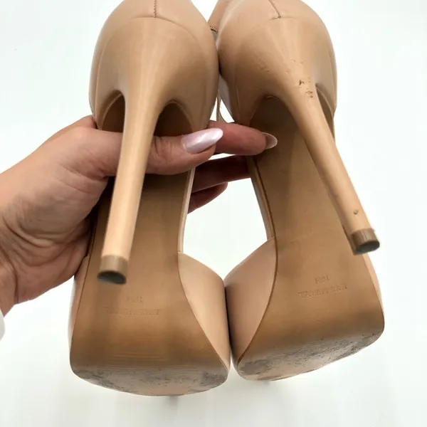 Steve Madden Tan Flutter Pump Ankle Strap Leather and Elastic Heels Size 10 - Image 12