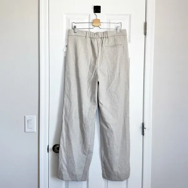 Old Navy Taylor Extra High Rise Beige Herringbone Wide Leg Full Length Trousers - Image 7