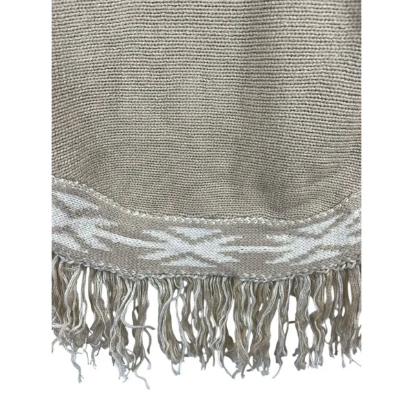 Cato Poncho Tan Knit Fringed Hem Pullover Sweater One Size NWT - Image 3