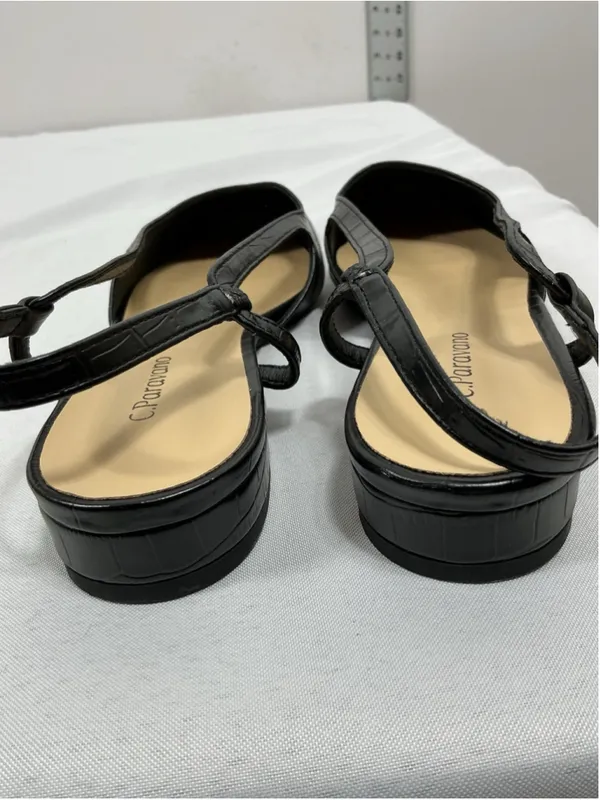 Womans NWOT C Paravano Slipon Slides Flat Black 8/8.5 Slingback Pointed Toe - Image 4
