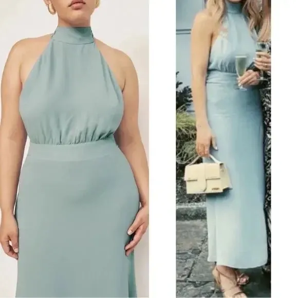 NWT Reformation Lisbeth Dress size 12 Large Celadon Midi formal dress green - Image 3