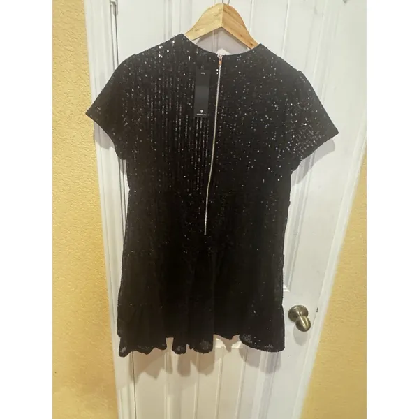 Lulus Women's Black Sequin Mini Dress Size L - Image 7