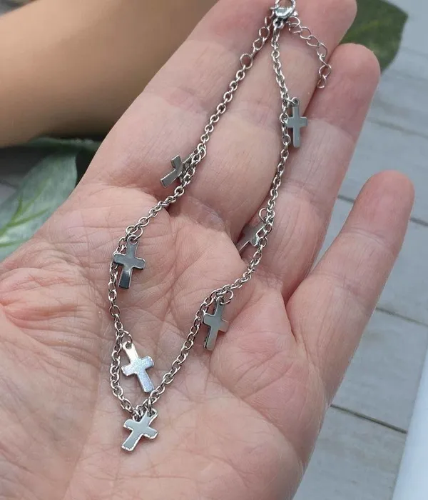 Stainless Steel Cross anklet - Image 3