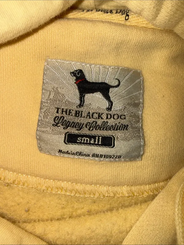 The Black Dog Pale Yellow Pullover Hoodie with Black Dog Logo - Image 6
