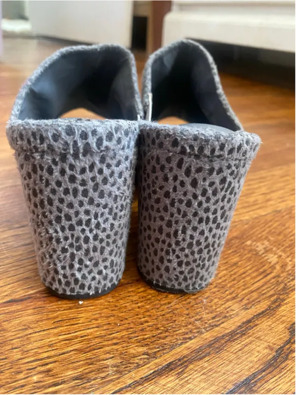 Coconuts by Matisse Block Heel Gray Animal Print Open Toe Mule Sandals Y2K 90s 9 - Image 6