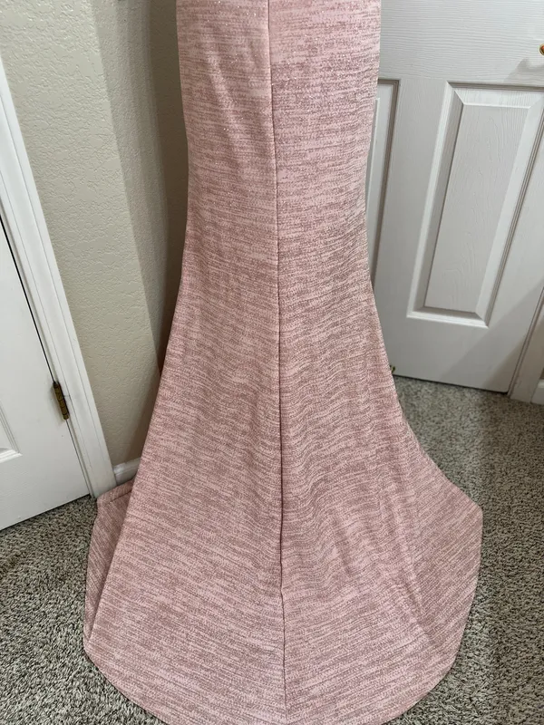 NWT Jovani 45811 Glitter Plunging V-Neck Mermaid Prom Gown Rose Gold Size 2 - Image 9