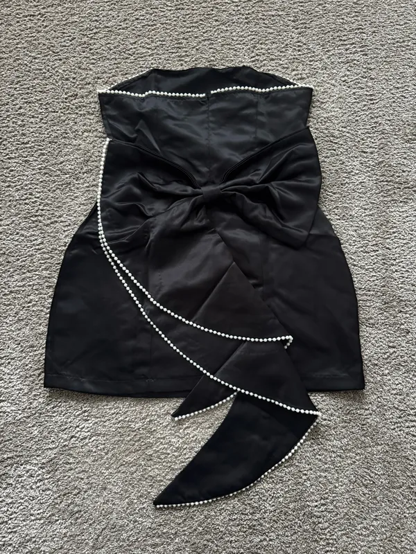 Silk Mini Black Hoco Dress Size M - Image 2
