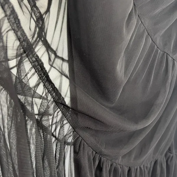 Soft Surroundings Tiered Mesh Midi Skirt Size‎ XS Black Ruffle Lined Flowy Goth - Image 10