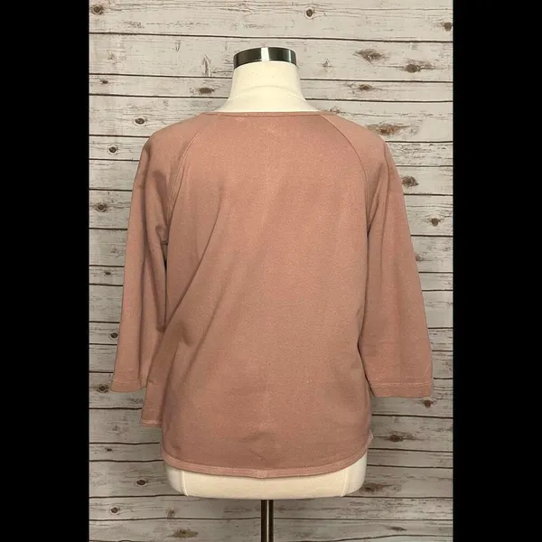 LOFT mauve cotton lace overlay fleece top Size XL - Image 4