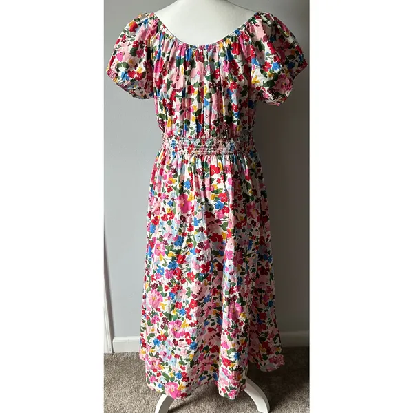 J. Crew Regenerative Cotton Blend Floral Maxi Dress Milkmaid size M - Image 5