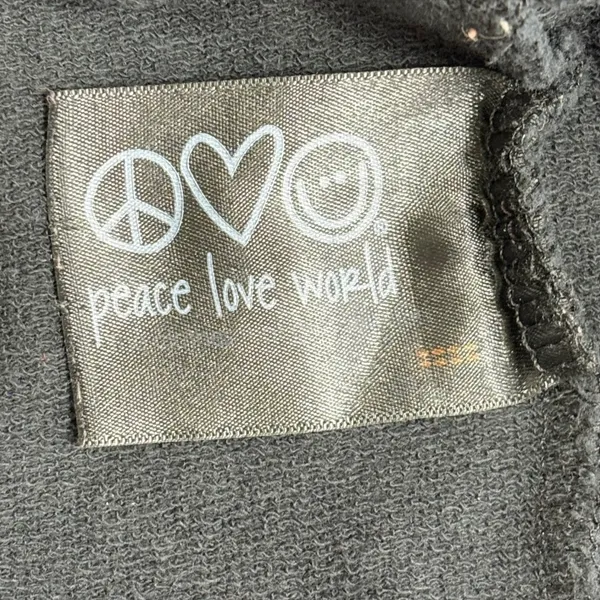Peace Love World Graphic Sweatshirt M Black Cropped Good Things Come‎ Minimalist - Image 5