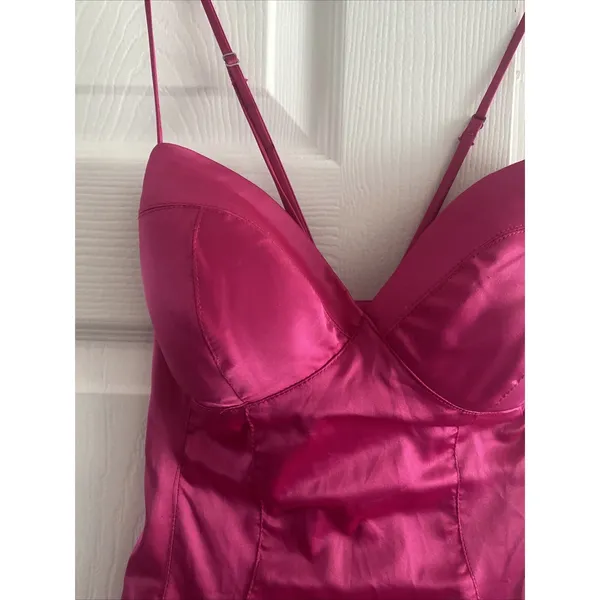 Rubber Ducky Corset‎ Satin Mini Dress Womens Size S Pink Y2K Bodycon Party Sexy - Image 2