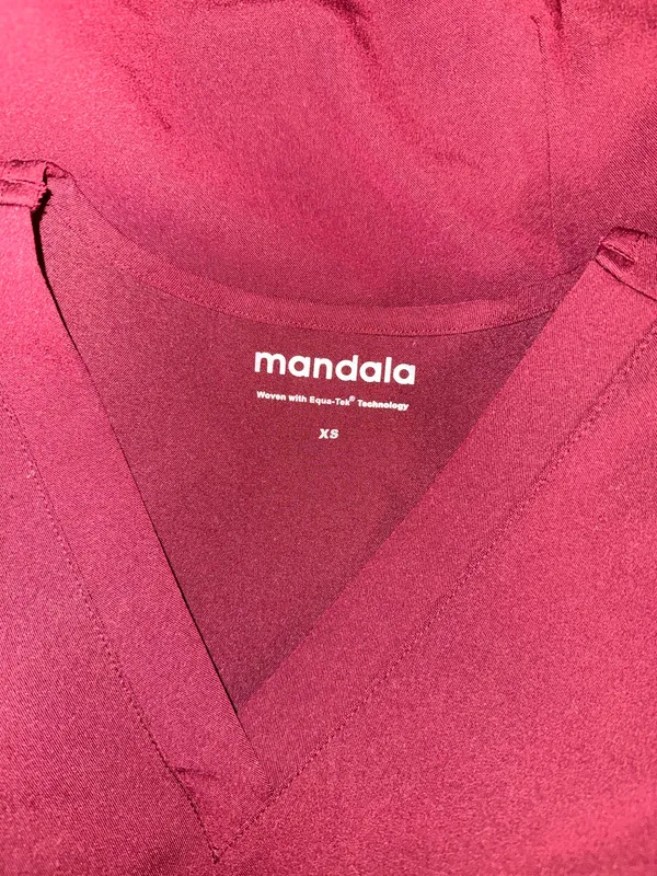 Mandala Long Sleeve Scrub Top Red Size XS - Image 2