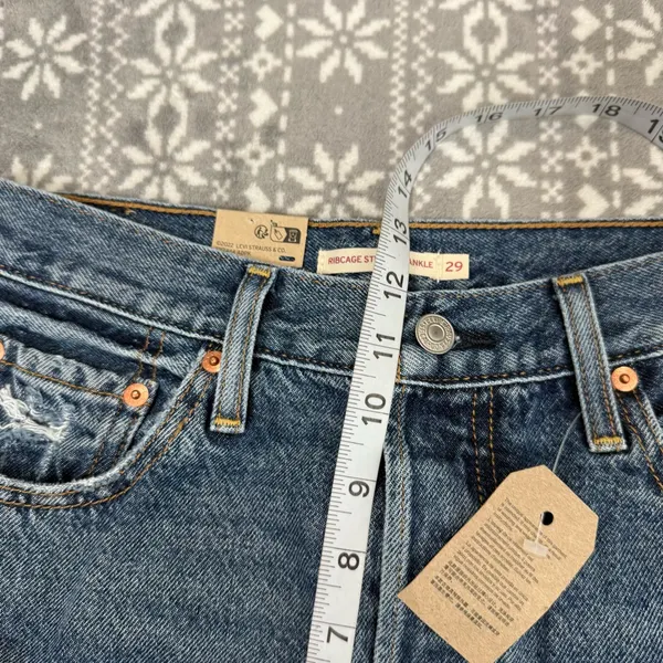 NWT Levi's Ribcage Straight‎ Ankle Jean Super HighRise Distressed Blue 29 x 27 - Image 11