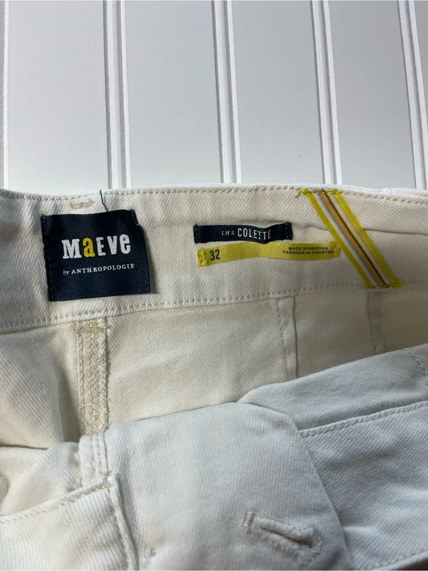 Anthropologie Maeve The Colette High-Rise Wide-Leg Ivory Cream Pants‎ 32 - Image 6