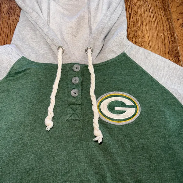 Green Bay Packers‎ Hoodie Womens XL Henley Raglan Sweatshirt NFL Majestic sporty - Image 4