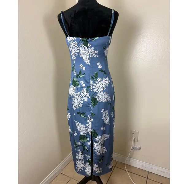 Keepsake The Label Blue Hydrangea Midi Slip Dress Size L - Image 5