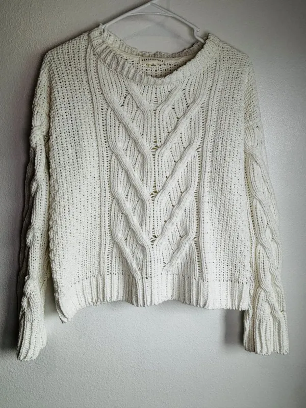 Aeropostale White Winter sweater / Coat - Size XS (Like New) - Image 4