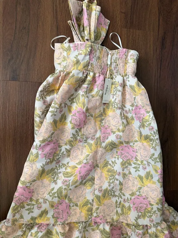 Nwt Petal & Pup Betina Bow Front Maxi Dress Multi Floral spring formal wedding - Image 12