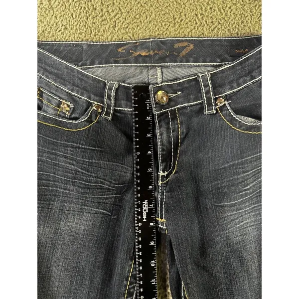 Seven 7 Bootcut Jeans‎ Women 31 Low Rise Thick Stitch Western Festival Y2K Biker - Image 4
